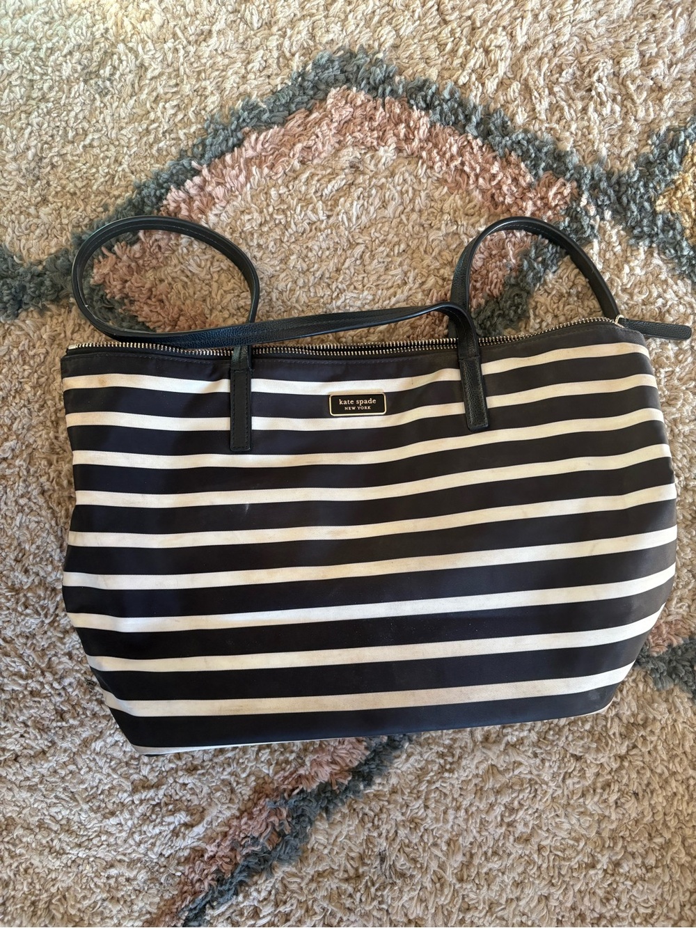Authentic kate spade Black and White Striped Tote